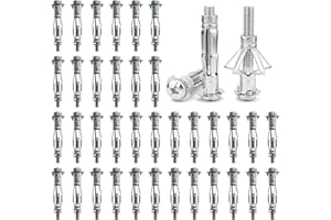 DAIRYCOF 50 Stück Hohlraumdübel Metall verzinkt Hohlwanddübel M4x38mm Expansion Nuts Hohlraumdübel Dünne Befestigungen für Befestigungen in Gipskartonplatten (50, M4*38mm)