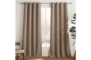 PONY DANCE Tende Termiche Isolanti per Interni Tende per Esterno con Anelli Blackout Curtains per Gazebo Laterali Impermeabile 2 Pezzi L 132 x A 243 cm, Moca
