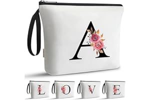 A-Z BAG Personalisierte Kosmetiktasche Damen –Geschenke für Frauen,Kulturtasche mit Initialen,Schminktasche Reise Make-up Tasche,A