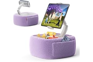 LULULOOK Soporte para Almohada mullida para Kindle Leer,Almohada para Tableta con Bandeja para Aperitivos y Brazo Plegable, para iPad,teléfono y tabletas de 4,7 a 14,6 Pulgadas para Leer en la Cama