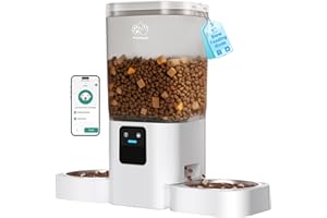 Frienhund Distributeur Croquettes Chat Automatique Double avec Alimentation Lente: 7L Gamelle Chat Automatique pour 2 Bols, WiFi 5G Distributeur Croquette Chien avec Alexa, Détachable