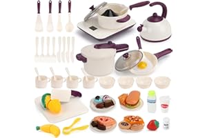 ZYZYZK Kids Cooking Toy, Kids Kitchen Cookware Toy with Pots and Pans Pretend Play Kitchen Accessories Set Kitchen Utensils toy set Educational Gift for Kids Boys Girls 3+ (White)