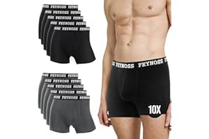 feynoss Boxershorts Herren 10 Pack,Unterhosen Männer,Herren Unterhosen,Boxershorts Herren Baumwolle mit Elastischem Bund,No Scratching Labels,Atmungsaktive,Weiche für Sommer Sport