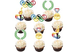 PSFYRN Oly Decorations, 40 PCS Oly 2024 Decorations Themed Cake Topper, 2024 Oly Games Merchandise Cake Decoration,Themed Party Decorations for 2024 Oly Games