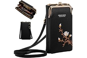 Crossbody plånböcker för kvinnor, broderad crossbody-plånbok med mobiltelefonhållare, estetisk liten telefonväska plånbok sva