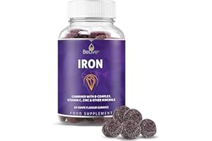BELIVE Iron Gummies Supplement with Vitamin C, A, Vitamins B Complex, Folate, Multivitamins for Women, Kids & Adults - Supports Energy, No After Taste, Vegan Supplements - Grape Flavor (60 Ct)