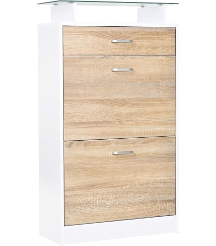 Zapatero FMD Möbel – Color Roble – Medidas 58.5 X 104.5 X 17 Cm – Para Entrada O Armario