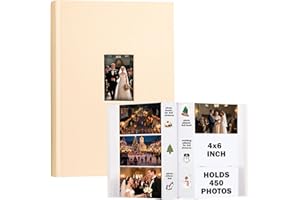Ruibytree album fotografico 10x15 cm 450 foto con spazio per scrivere, copertina in pelle con finestra frontale,Libro di immagini per matrimoni, famiglie e vacanze (Beige)