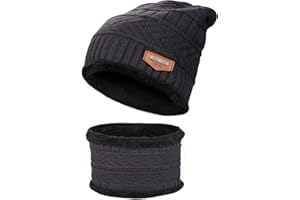 Cilnos Cappello Sciarpa Invernale Set, Elegante Cuffia in Maglia e Scaldacollo Caldo per Uomini e Donne, Isolamento a Doppio Strato,Antivento e Termico - Regalo Perfetto