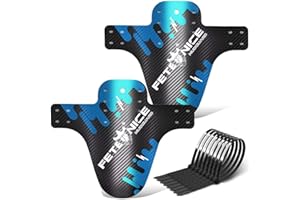 FETESNICE 2 Pack Carbon Fiber Texture Mountain Bike Mudguards Set Front & Rear Fenders MTB Bicycle for DH Cycling - Fits 24"/26"/27.5"/29" Wheels