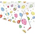 POPOYU 137 * 274cm Easter Party Tablecloth,Colorful Eggs Easter Party Tableware Decor Plastic Table Cover for Easter Kids Adult Party Supplies Table Decoration