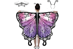 Guittly Schmetterling Flügel Kostüm für Kinder Halloween-Schmetterlings-Schal, Schmetterling Sling Umhang mit Schmetterlingstentakel Stirnbnder, kostüm kinder schmetterling für Mädchen, Party (Rosa)
