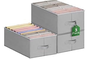 Captainfive Organizador Armario Ropa 3 Piezas, Organizador Cajones de Camisetas Jeans, Cajas Almacenamiento Plegable de Tela con 9 Compartimentos, Apilable, Ahorra Espacio (L, 43 x 30 x 20 cm)