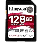 Kingston Scheda di memoria SDXC Canvas React Plus da 128 GB UHS-II 300R/260 W U3 V90 per Full HD/4K/8K - SDR2/128 GB