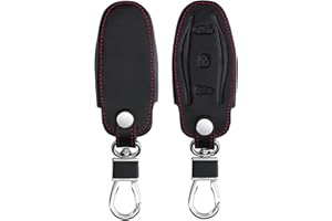 kwmobile Key Cover Compatible with Tesla Model S Car Key - Faux Leather Car Key Fob Protector - Black