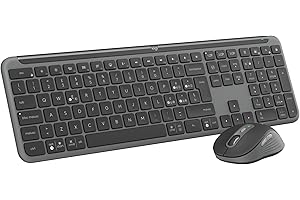 Logitech MK950 Signature Slim wireless tastiera e mouse Kit con di digitazione silenziosi, switch tra tre dispositivi, Bluetooth, più sistemi operativi, Windows, Mac, Layout Italiano QWERTY, Grafite