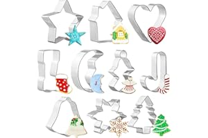 Simpeak 10 Piezas Cortadores de Galletas Navidad, Moldes para Galletas, Cortador Galletas Acero Inoxidable, Variedad en forma
