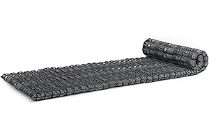LEEWADEE Materassino Singolo da Pavimento Pieghevole, Materasso Giapponese Arrotolabile, Letto per Ospiti O da Campeggio, Futon Shiatsu in Kapok, 190 x 70 cm, Nero