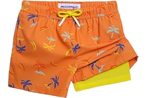 MaaMgic Bañador Niño con Forro 2 en 1 de Compresión y Cintura Ajustable Shorts Traje de Baño Bañador Corto de Natación Secado Rápido VÍA Multiple