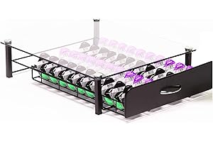 Peak Coffee 80 Tassimo Café Capsule Pod T Discs Tiroir Plateau Support Organisateur et Support Machine avec Plateau en Verre Trempé | Action de tiroir en douceur