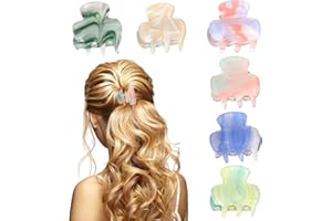 HDHGXUJRD Haarklammer 6 Stück kleine Haarklammern für damen mittleres und dünnes Haar, rutschfeste klaue haarspangen, schildpatt-zelluloseacetat-haarklammern für frauen mädchen…