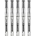 Wikult 5PCS Jinhao 619 Resin Fountain Pen Set, Iridium Extra Fine Nib Smooth Writing Pen with Ink Converter (Transparent)