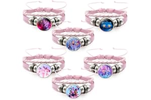 WHIZMARA 6 Stück Geflochtene Lederarmbänder für Mädchen mit Dem0n Hunt/ers Design, Verstellbare Freundschaftsarmbänder Kinder, k.p0p Merch Geschenkset für Geburtstag, Weihnachten und Cosplay