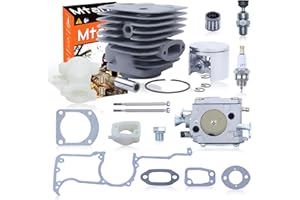 Mtanlo Kit pistone Cilindro 52mm, Accessori per motoseghe Attrezzi da Giardino per Husqvarna 272 268 266 266SE XP Se con Kit revisione carburatore