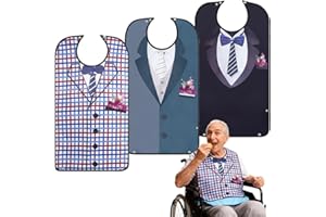 NAVESO 3 Pièces Bavoir pour Adulte, Bavoir Adulte Humoristique Homme, BavoirAdulte Homme, Bavoirs Adultes Lavables, BavoirImperméable pour Personnes Âgées, Protecteur de Vêtements Pour Hommes