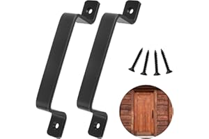 DesertBoy 2 Stk Scheunentor Griff, Schiebetür Handgriff, Schiebetür Griff, Scheunentorgriff, Schiebetürgriff, Schrank Türgriff, Griffe Schwarz, Massiver Stahl-Türgriff, mit Schrauben, für Eine Holztür