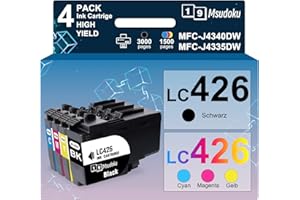 Msudoku LC426 LC-426 Wkłady Atramentowe Kompatybilne z Brother LC426 LC-426VAL Wkłady Atramentowe Mutilpack do Brother MFC-J4340DW MFC-J4335DW MFC-J4540DW MFC-J4535DW(Czarny/Cyan/Magenta/Żółty,4-Pack)