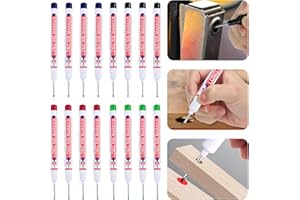 Fiyuer 16 Piezas Lapiz Carpintero, Rotuladores de Agujero Profundo, Marcadores de Agujeros Profundos de Punta Fina de 20 MM, Rotuladores Metalicos para Marcar Lugares de Difícil Acceso