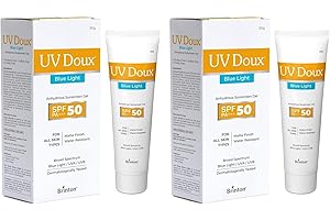 Brinton Gel solaire UV doux à la lumière bleue | SPF 50 PA+++ | Bouclier UVA, UVB et lumière bleue | Sans huile, non comédogène et léger | Résistant à l'eau et testé dermatologiquement | Pour tous les