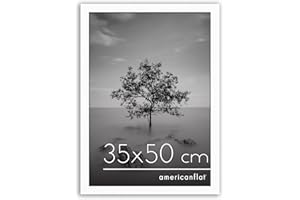 Americanflat Marco de Fotos Blanco 35x50 cm - Marco Fotos Madera con Plexiglás y Ganchos para Colgar - Exposición Horizontal y Vertical