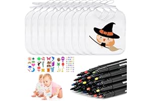 Tigvio Lätzchen zum Bemalen - 12 Baby Lätzchen 20*24cm, 24 Bunt Textilstift, 5 Schablonen für Babyparty Spiele, Gender Reveal Geschenk und Deko