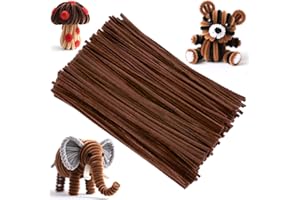 Ainiv 200 PCS Cure-Pipes pour L'artisanat, 30 cm de Cure-Pipes Brun, Bâtons Pelucheux, Fournitures Artisanales, Tiges de Chenille pour Le Bricolage, Décoration Créative Faite à La Main