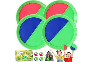 ZMLM Toss Catch Ball Outdoor Games Toys, Garden Games, Playground Equipment for Beach, Backyard, Lawn Activities - Kids Ages 3-12 Birthday Gifts with 4 Sticky Paddles & 4 Throw Balls (Red)