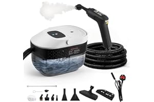 Trsaow Handheld Steam Cleaner 2500 W, 1.6L Tank 6 Brush Heads, 3 Bar Portable Steam Cleaner with 3 Adjustable Speeds Steam cleaners for the home multi purpose, for windows, range hoods, fabrics