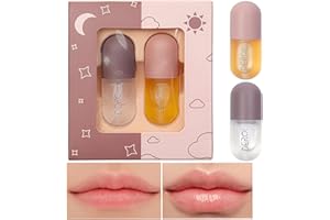 FOCUSUN Lip Plumper Gloss Filler, 2 Pcs Natural Baume à lèvres - Lifter Gloss, Gloss à Lèvres Effet Repulpant & Hydratant, Laissant les lèvres plus Pulpeuses et Hydratées