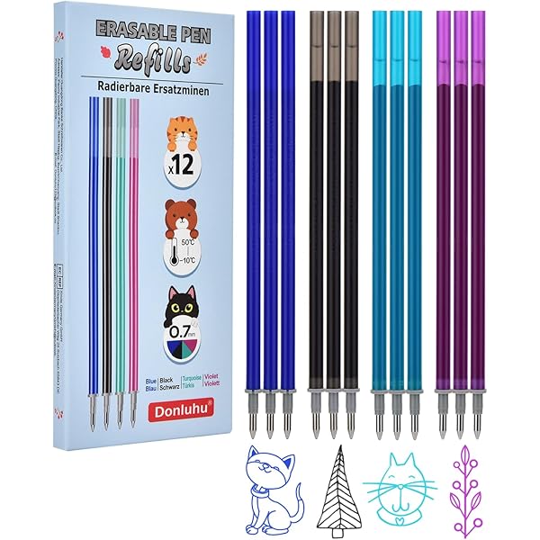 MROOFUL Set di 23 penne gel cancellabili creative da 0,5 mm, inchiostro nero, rosso, blu, verde, per studenti, scrittura e marcatura, cancelleria per ufficio e scuola (blu