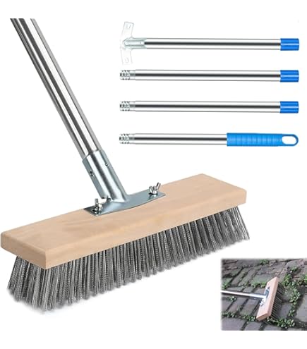 Novaliv 2 x schuurborstel van hout met Union-borstels, wisser met schroefdraad, schrobborstel, vloerborstel, reiniging binnen en buiten, schrobber