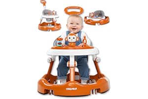 Twinky® Lauflernwagen mit Spielset & Bodenmatte - Robuste 4-fach verstellbare Vorschul-Lauflernhilfe - Ideal als Gehhilfe für die ersten Schritte Ihres Kleinen (Braun)