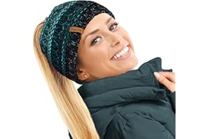 TOSKATOK Ladies Thermal Teddy Fleece Lined Ponytail Beanie Hat