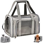 Dog Carrier Bag, Breathable Pet Carrier Bag, Adjustable Shoulder Strap and Soft Mattress, Supports 8 kg, Animal Carrier (Grey