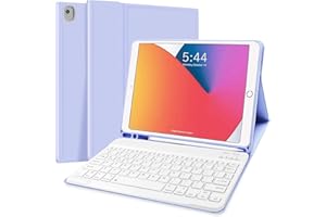 LACHESIS New Keyboard Case for iPad 10.2 9th Gen(2021)/ 8th Gen(2020)/ 7th Gen(2019), Slim Shell Lightweight Smart Case with Magnetically Detachable Wireless Keyboard for iPad Air 3, iPad Pro 10.5 2017, Purple