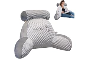 ZOSONET Lesekissen Rückenkissen mit Armlehnen, Keilkissen Rückenstütze für Bett Sofa, Bettauflage Kissen mit Abnehmbarer Nackenrolle, Lendenkissen Kissengeschenke für Lesen, Arbeiten, Spielen, 70×50×25cm