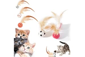 Glvomazty Pelota saltarina para Gato, Pelotas Saltarinas con Plumas para Gatos, Juguete Gato, Juguetes Perro interactivos, Ideal para Gatos Perros Domésticos - 3Pcs