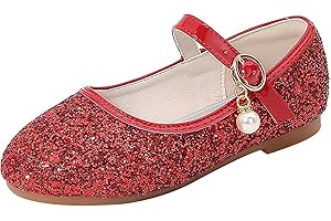 SRTUMEY Princess Shoes, Girls Mary Jane Shoes Toddler Kids Glitter Sparkly Dress Up Sandals Wedding Party Birthday Gifts