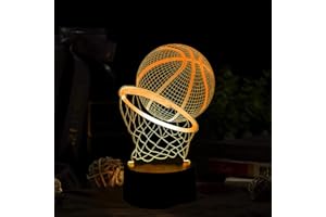 Deluisho 3D Lampada Pallacanestro, Luce Notturna pallacanestro per Bambini, Lampada da basket 3D, Luce Notturna Vision Dimmerabile con Telecomando a 16 Colori, Regalo a Sorpresa per i Bambini