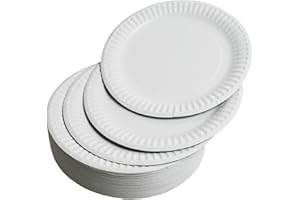 AWARE HOME CONCEPT 100-Pack White Paper Plates - Premium Quality Disposable Dinnerware - Perfect for Parties, Events, and Everyday Use - Durable, Microwave-Safe, and Biodegradable (9 Inch - 23 cm)